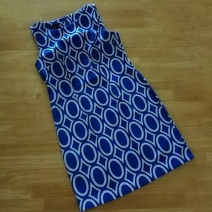 Retro Blue & White Sheath Dress